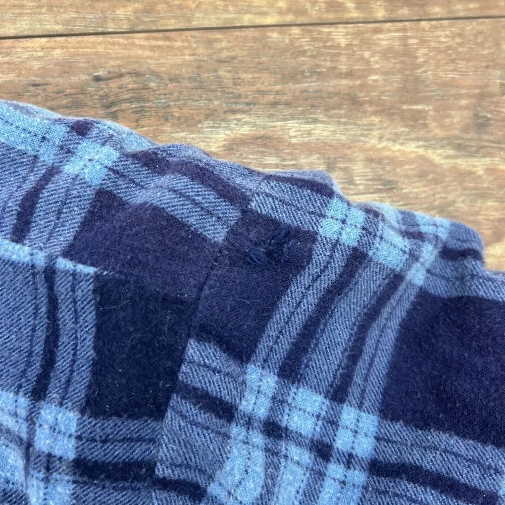 VTG Open Trails Shacket Men Large Blue Plaid Flannel‎ Shirt Jacket Long Sleeve